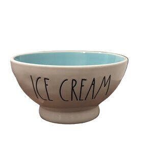 RAE DUNN ~ Artisan Collection Ice Cream Bowl ~ White / Mint Green